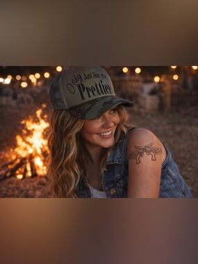 Camo Trucker Hat + Country Concert Tattoo Set | “Just Like You Only Prettier”
